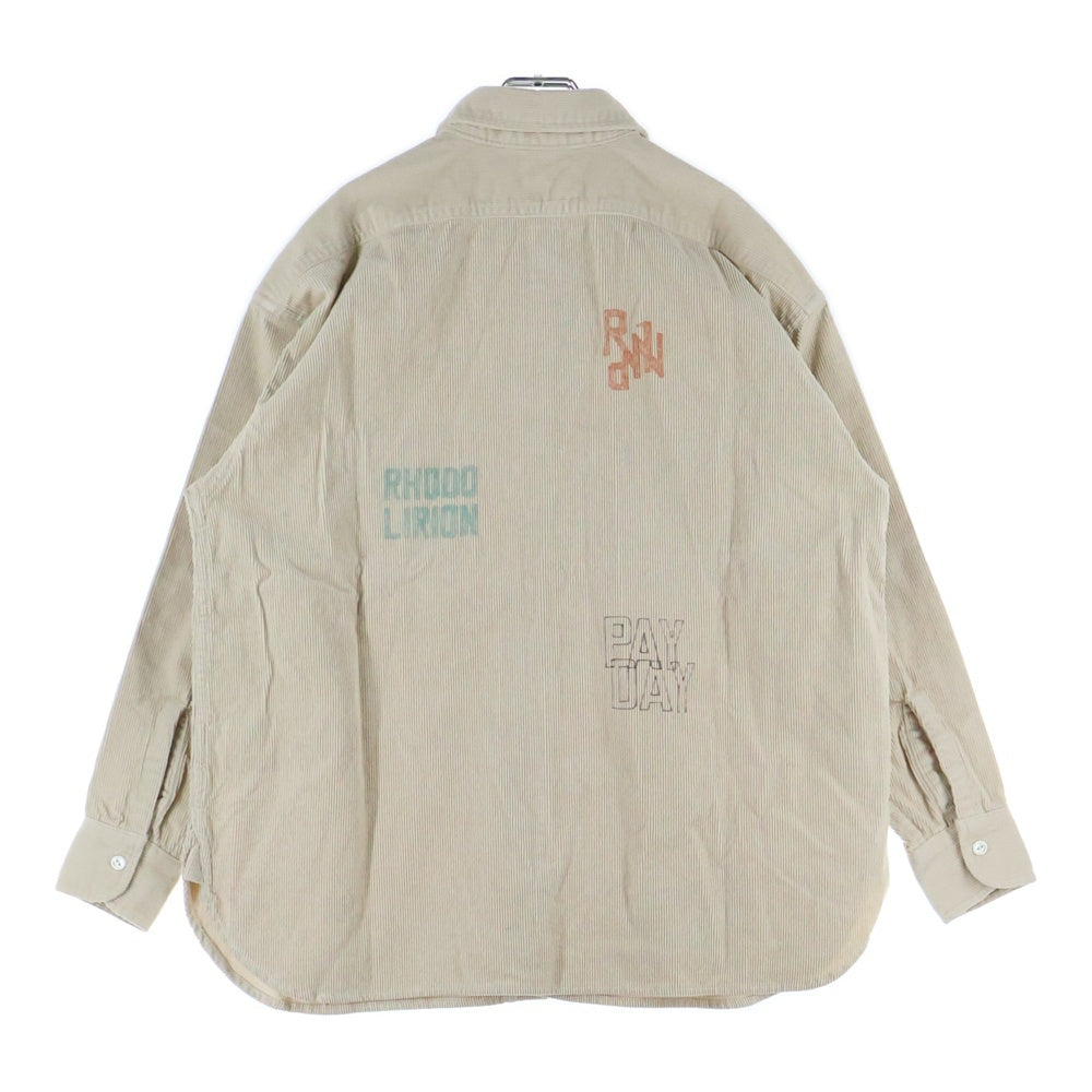 PAY DAY(ペイデイ) ×RHODOLIRION ハンドグラフィック コーデュロイ ワークシャツ 長袖シャツ アイボリー NQ912
