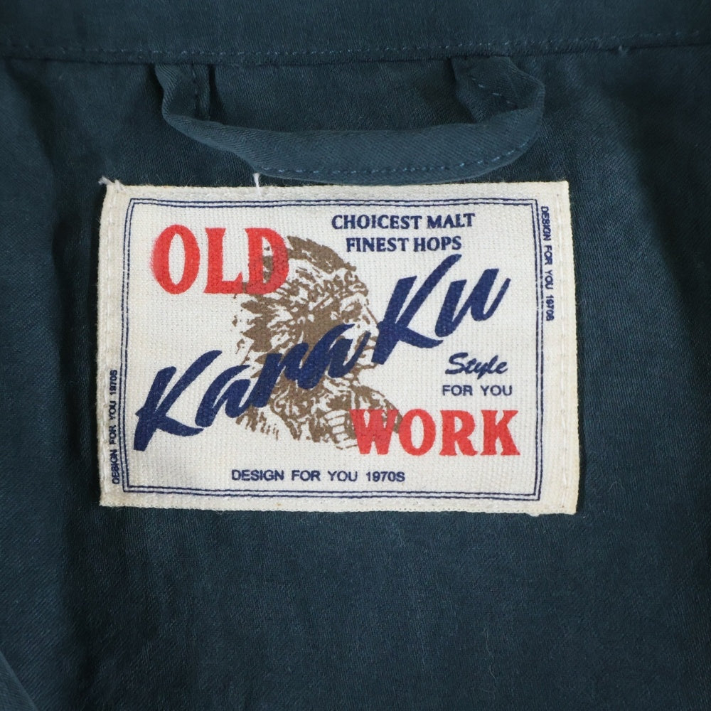 KARAKU(カラク) 胸刺繍デザイン 開襟半袖シャツ グリーン