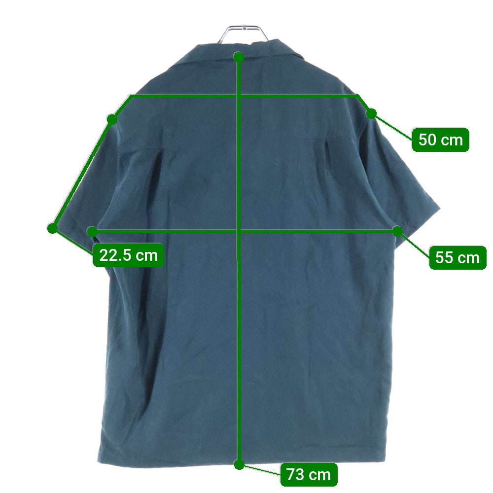 KARAKU(カラク) 胸刺繍デザイン 開襟半袖シャツ グリーン