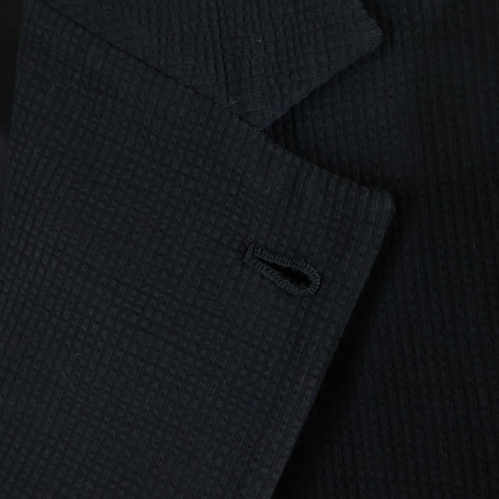 NO BRAND(ノーブランド) Finjack フィンジャック サイドベンツ コットンポリ 2Bテーラードジャケット イタリア製 ブラック FIN-SP19