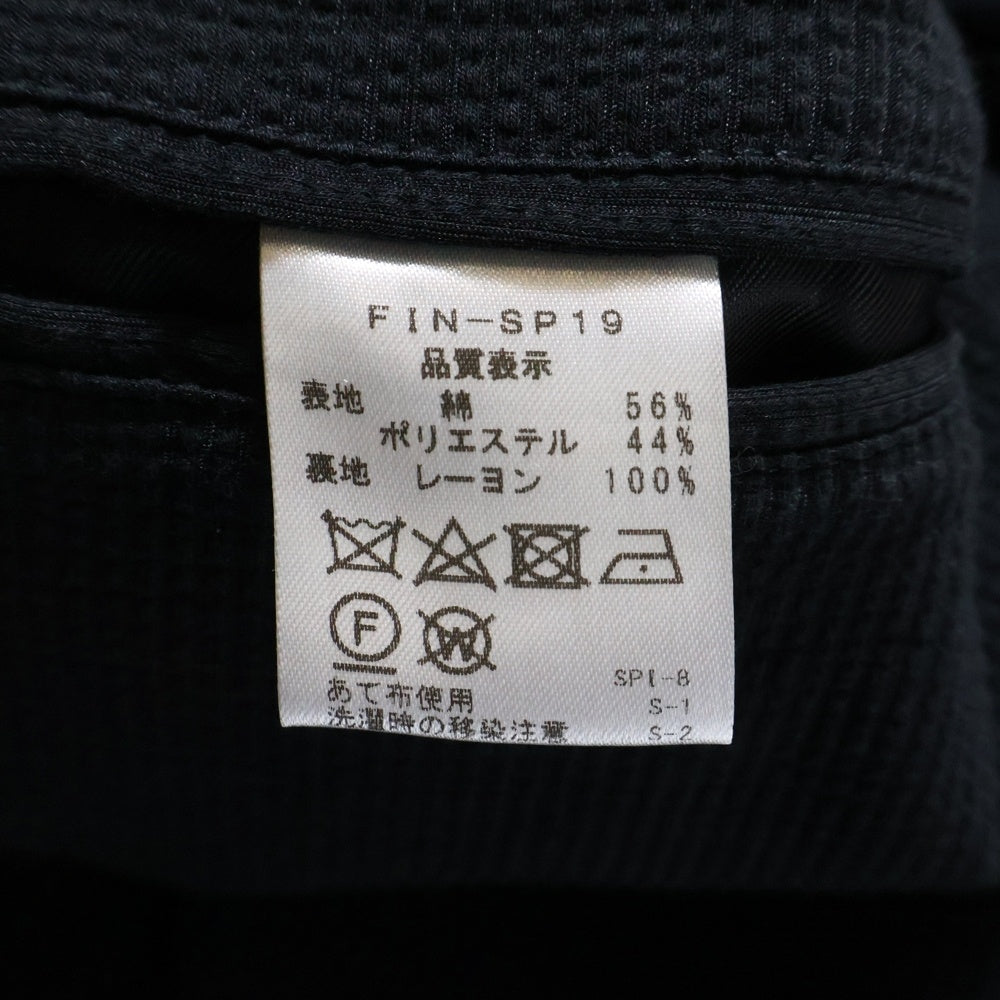 NO BRAND(ノーブランド) Finjack フィンジャック サイドベンツ コットンポリ 2Bテーラードジャケット イタリア製 ブラック FIN-SP19