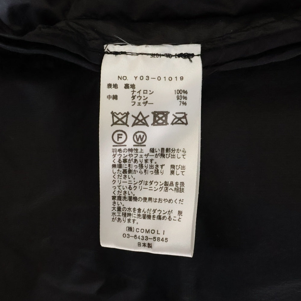 COMOLI(コモリ) 23AW ナイロンダウンジャケット ブラック Y03-01019