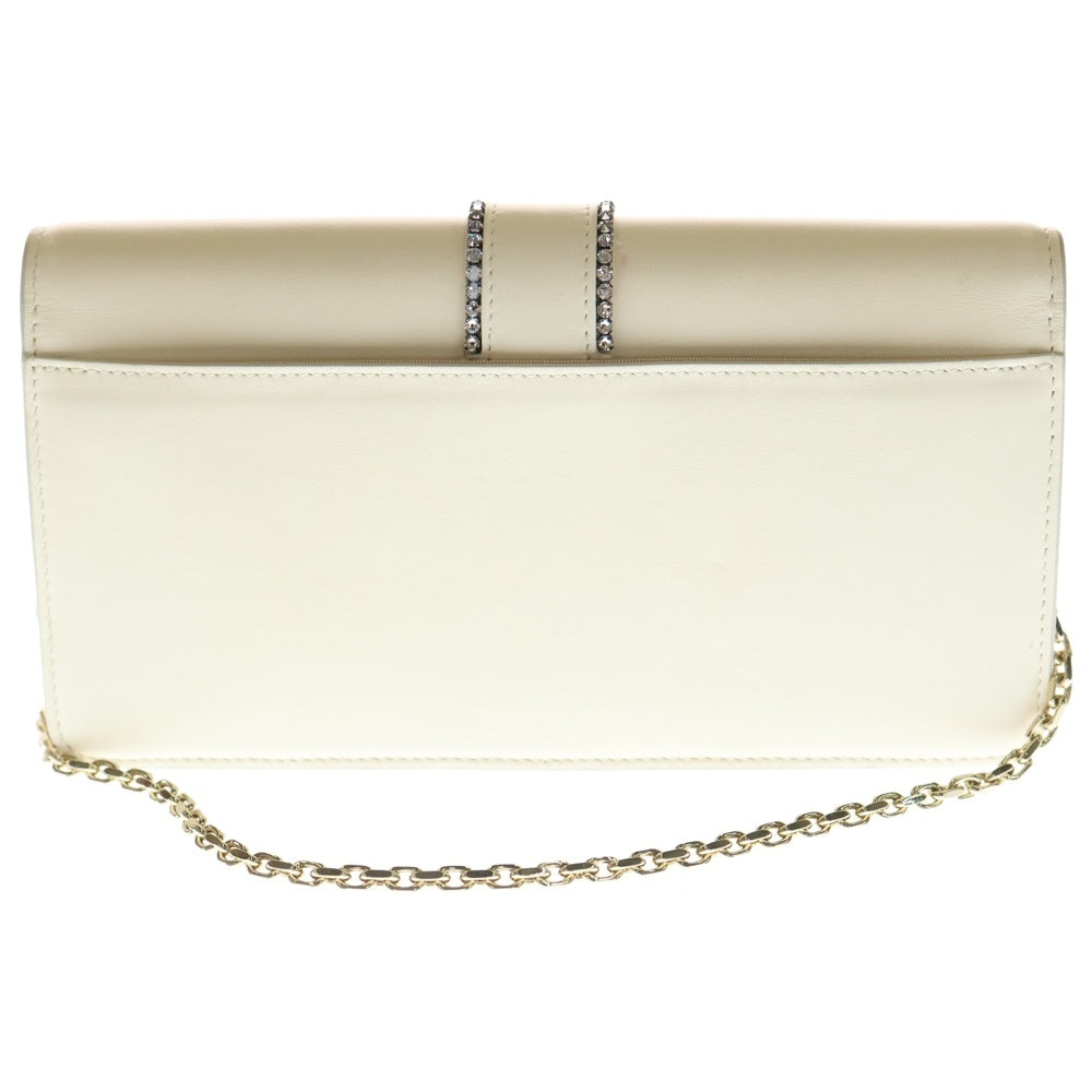 Roger Vivier(ロジェヴィヴィエ) クリスタル装飾 レザー ショルダーバッグ ホワイト レディース