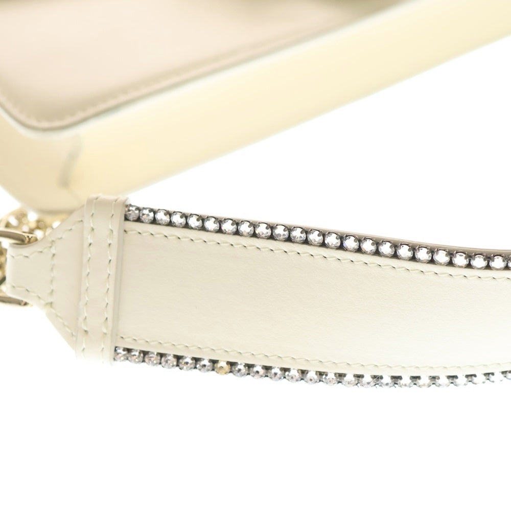 Roger Vivier(ロジェヴィヴィエ) クリスタル装飾 レザー ショルダーバッグ ホワイト レディース