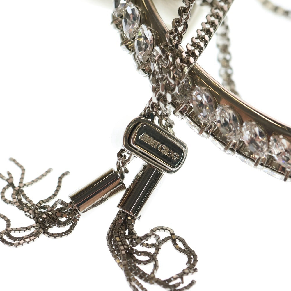 JIMMY CHOO(ジミーチュウ) スターラインストーン ベロア ショルダーミニポーチ ブラック レディース