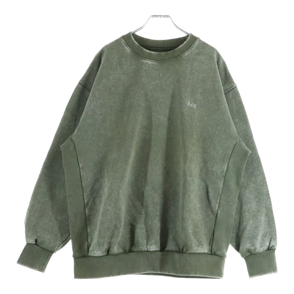 NO BRAND(ノーブランド) Ayc 23AW GARMENT DYE CREW NECK SWEAT ガーメント ダイ クルーネック 長袖 スウェットトレーナー カーキ ACYBBS-23AW-001