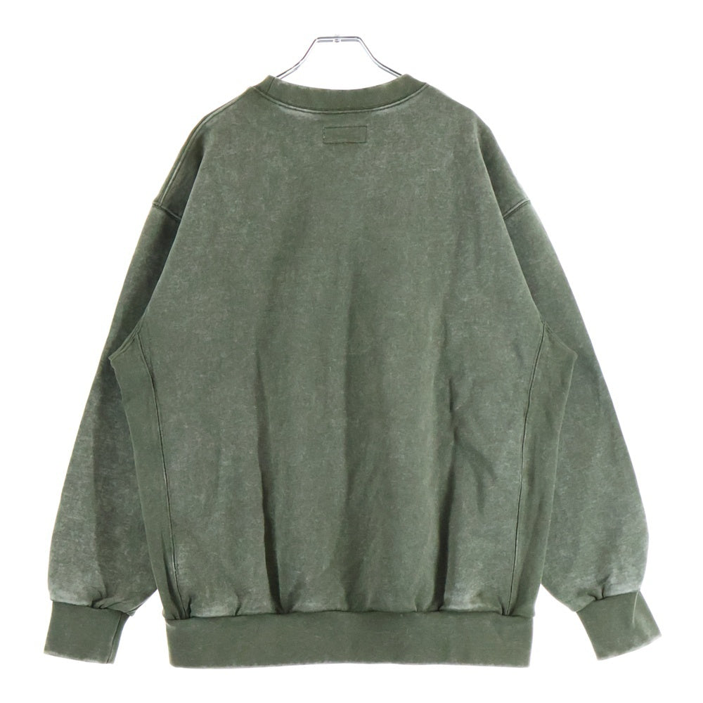 NO BRAND(ノーブランド) Ayc 23AW GARMENT DYE CREW NECK SWEAT ガーメント ダイ クルーネック 長袖 スウェットトレーナー カーキ ACYBBS-23AW-001