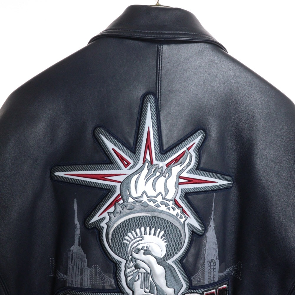 AVIREX(アヴィレックス) NEW YORK VARSITY JACKETレザー バーシティジャケット シープスキン ネイビー 6121044