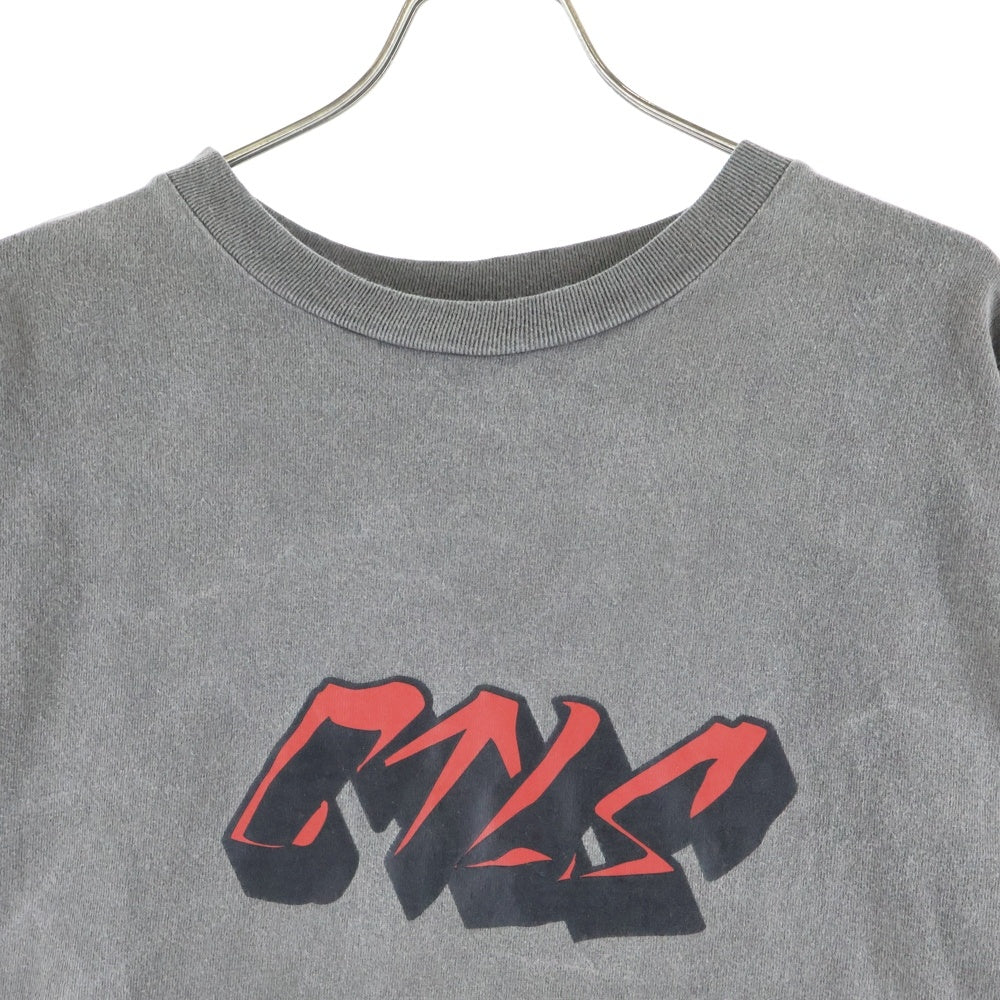 cvtvlist(カタリスト) 両面プリント クルーネック長袖Tシャツ ロングスリーブカットソー グレー