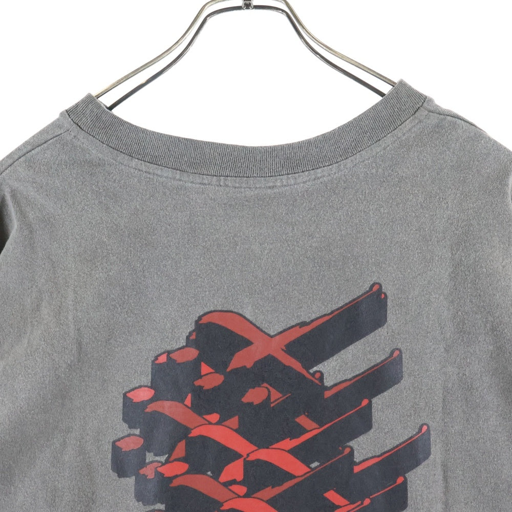 cvtvlist(カタリスト) 両面プリント クルーネック長袖Tシャツ ロングスリーブカットソー グレー