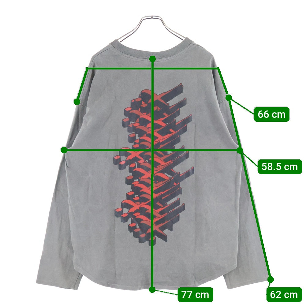 cvtvlist(カタリスト) 両面プリント クルーネック長袖Tシャツ ロングスリーブカットソー グレー