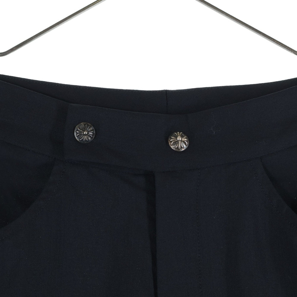 CHROME HEARTS(クロムハーツ) TAXEDO サイドレザーライン入り タキシードパンツ スラックスパンツ レディース ブラック