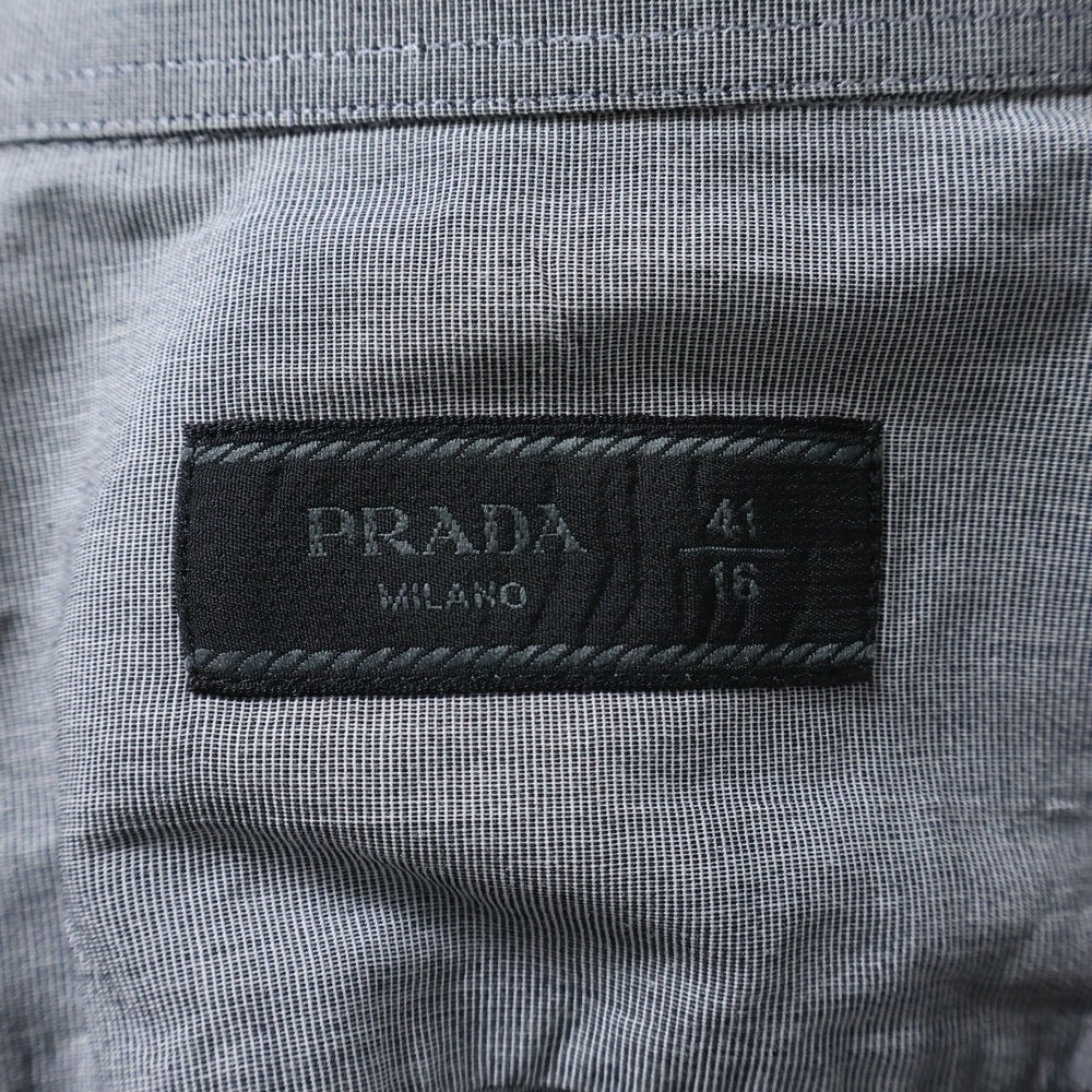PRADA(プラダ) 無地 胸ポケット ショートカラー半袖シャツ グレー