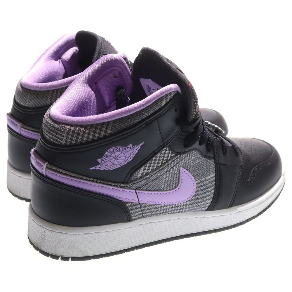 NIKE(ナイキ) AIR JORDAN 1 MID SE GS DC7226 015 エアジョーダン1 ミッドカットスニーカー レディース ブラック/パープル US5.5Y/24cm