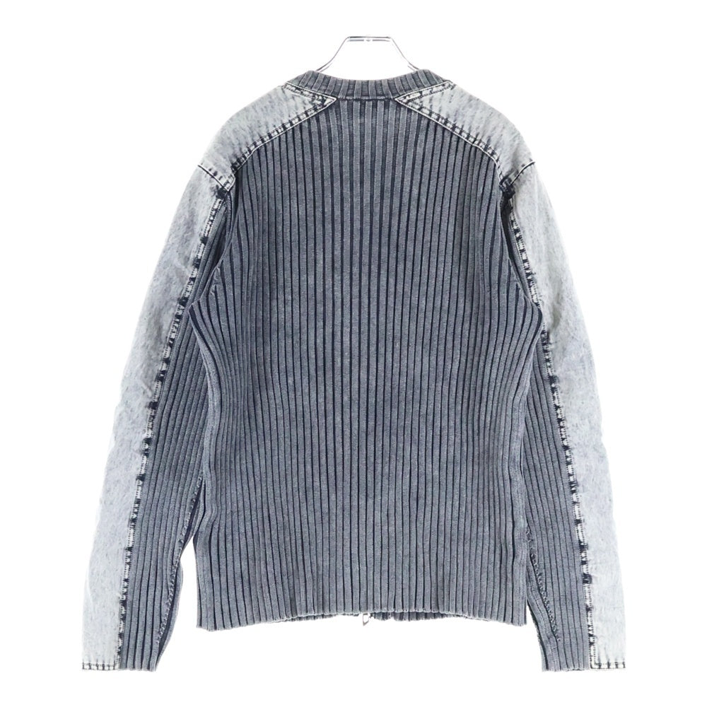 DIESEL(ディーゼル) K-MATTY リブニット 素材切替 フルジップカーディガン ジャケット グレー A17464