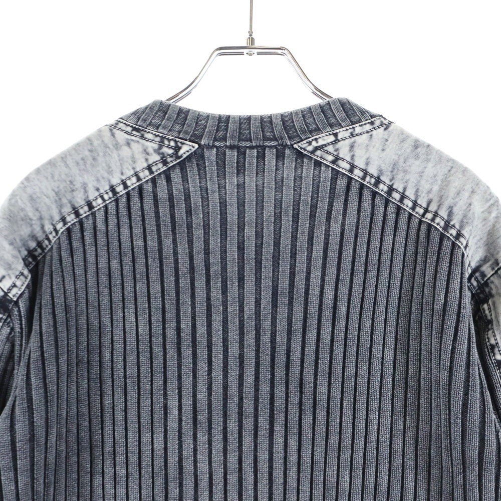 DIESEL(ディーゼル) K-MATTY リブニット 素材切替 フルジップカーディガン ジャケット グレー A17464