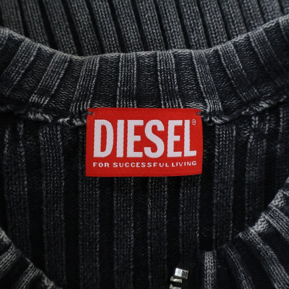 DIESEL(ディーゼル) K-MATTY リブニット 素材切替 フルジップカーディガン ジャケット グレー A17464