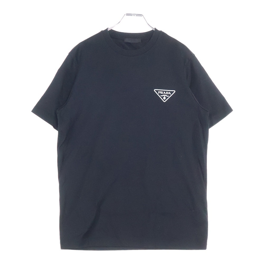 PRADA(プラダ) ロゴプレートプリントインターロック半袖Tシャツ ブラック UJN656 R232 13MQ