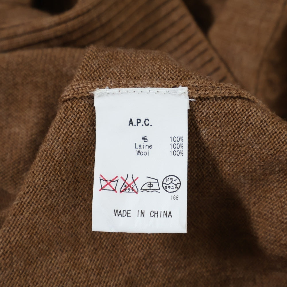 A.P.C(アーペーセー) クルーネック ウール 長袖ニット カットソー ブラウン 24361-81551