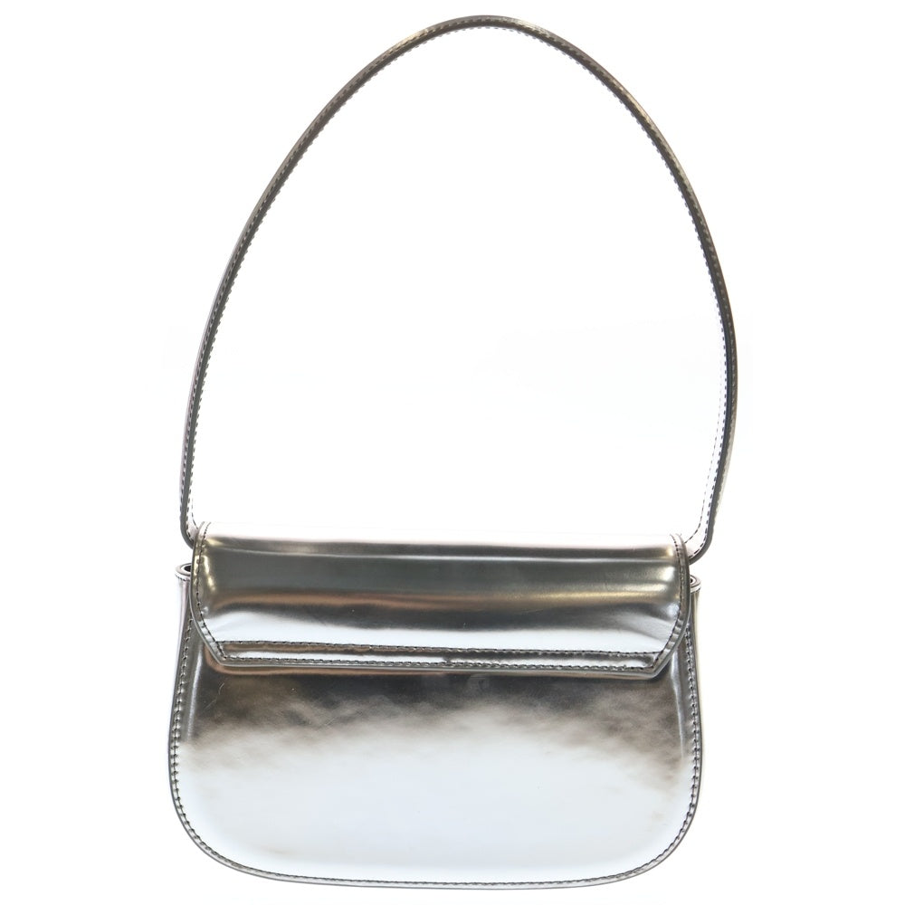 DIESEL(ディーゼル) 1DR Logo Bag メタルプレート バッグ ミラーレザー レディース シルバー X08396PS202