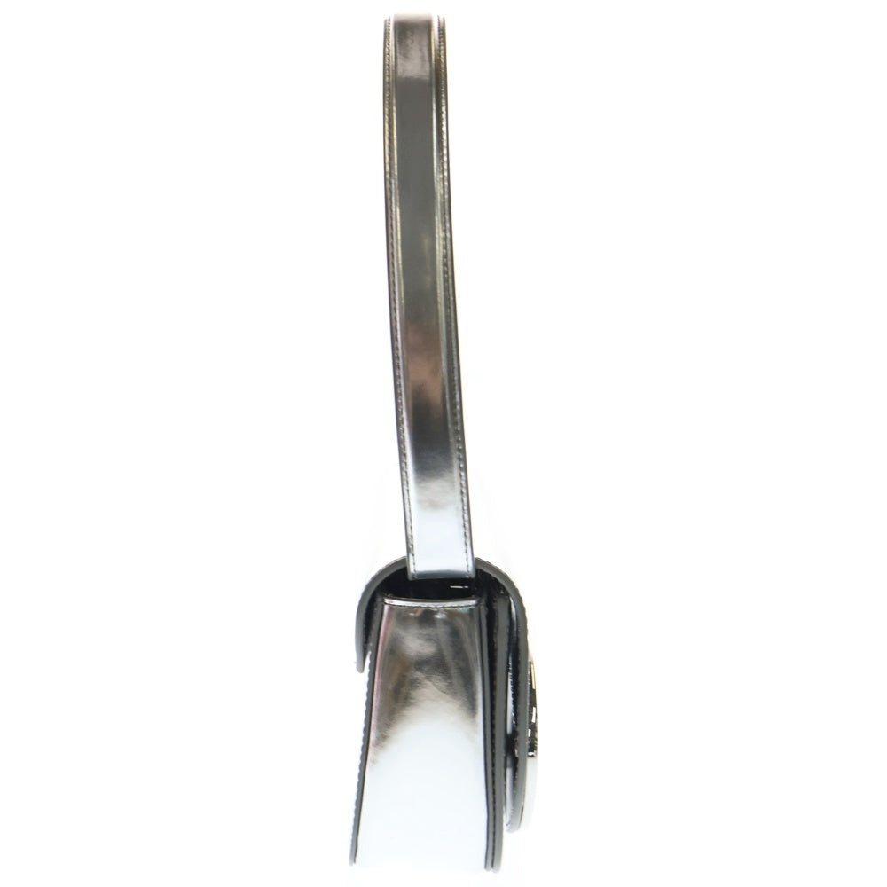 DIESEL(ディーゼル) 1DR Logo Bag メタルプレート バッグ ミラーレザー レディース シルバー X08396PS202