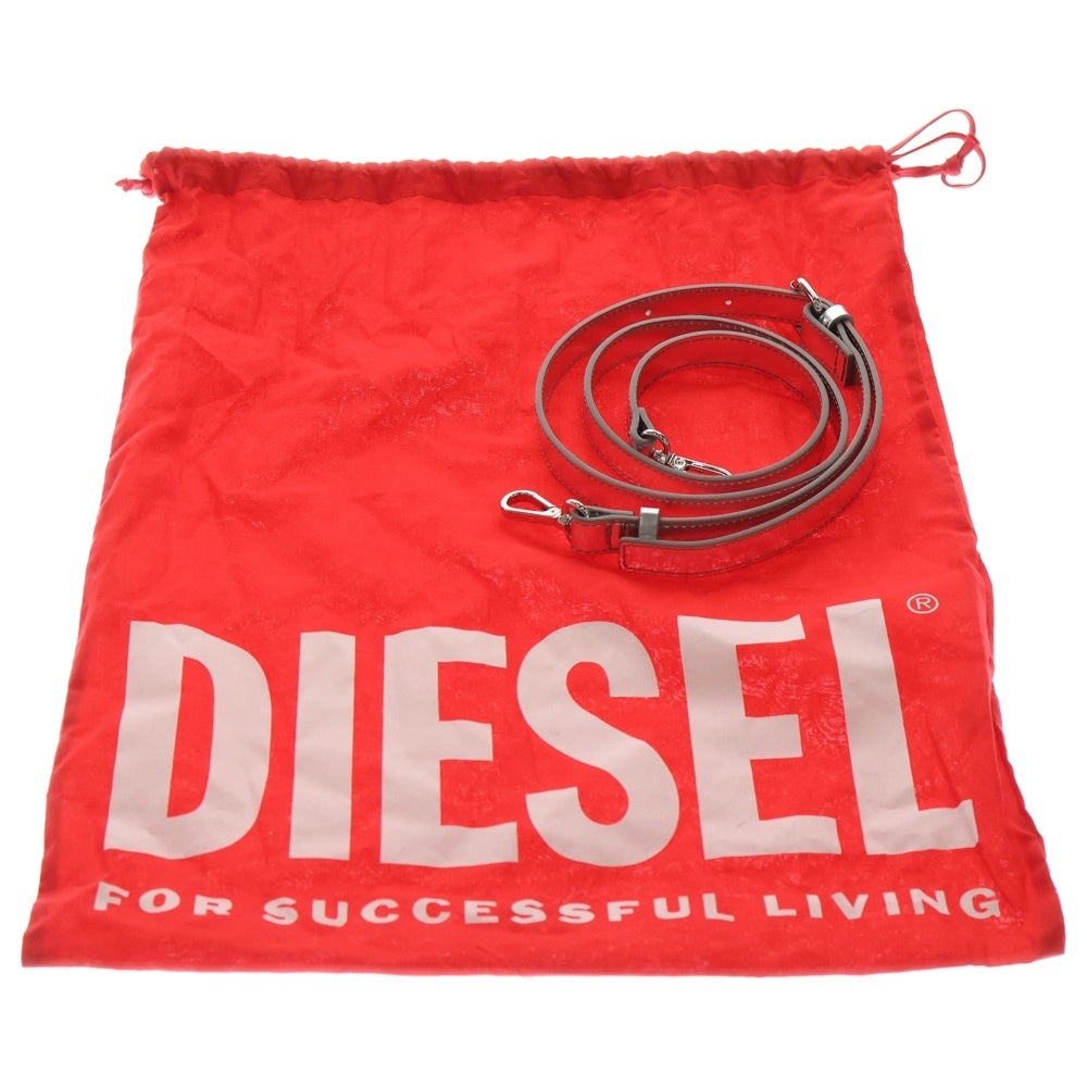 DIESEL(ディーゼル) 1DR Logo Bag メタルプレート バッグ ミラーレザー レディース シルバー X08396PS202