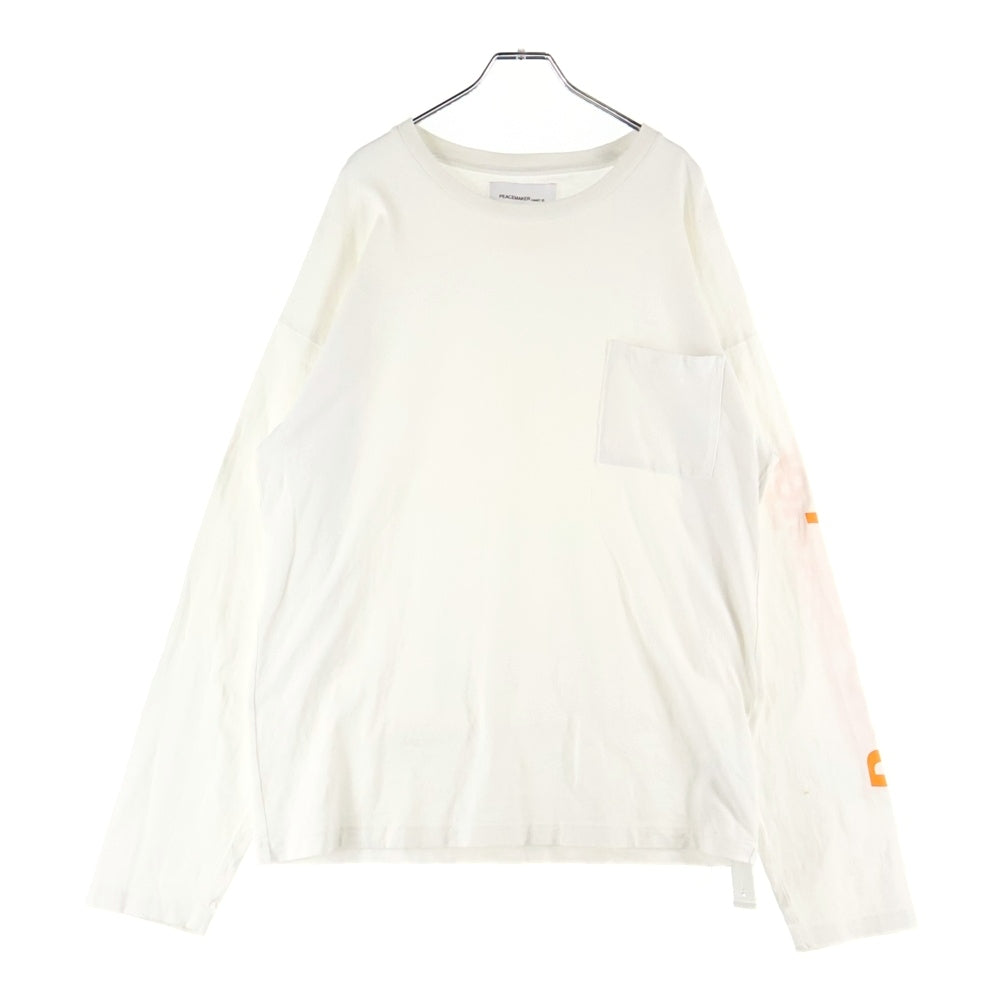 OAMC(オーエーエムシー) 25SS ×Peacemaker L/S Pocket Tee ×ピースメーカー 袖プリント ポケット付き長袖Tシャツ カットソー ホワイト