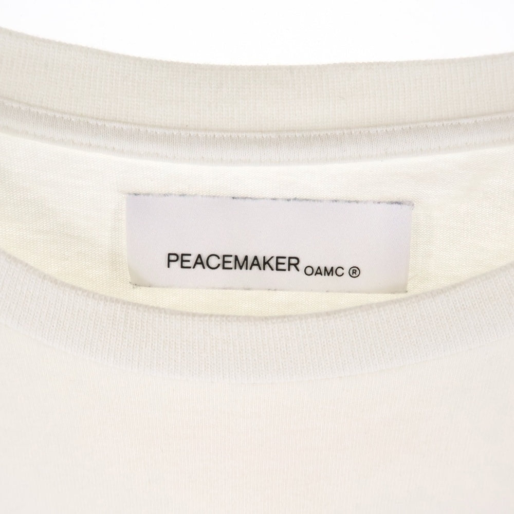 OAMC(オーエーエムシー) 25SS ×Peacemaker L/S Pocket Tee ×ピースメーカー 袖プリント ポケット付き長袖Tシャツ カットソー ホワイト