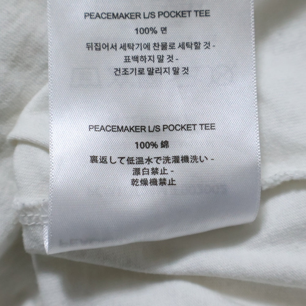 OAMC(オーエーエムシー) 25SS ×Peacemaker L/S Pocket Tee ×ピースメーカー 袖プリント ポケット付き長袖Tシャツ カットソー ホワイト