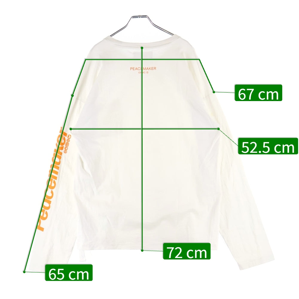 OAMC(オーエーエムシー) 25SS ×Peacemaker L/S Pocket Tee ×ピースメーカー 袖プリント ポケット付き長袖Tシャツ カットソー ホワイト