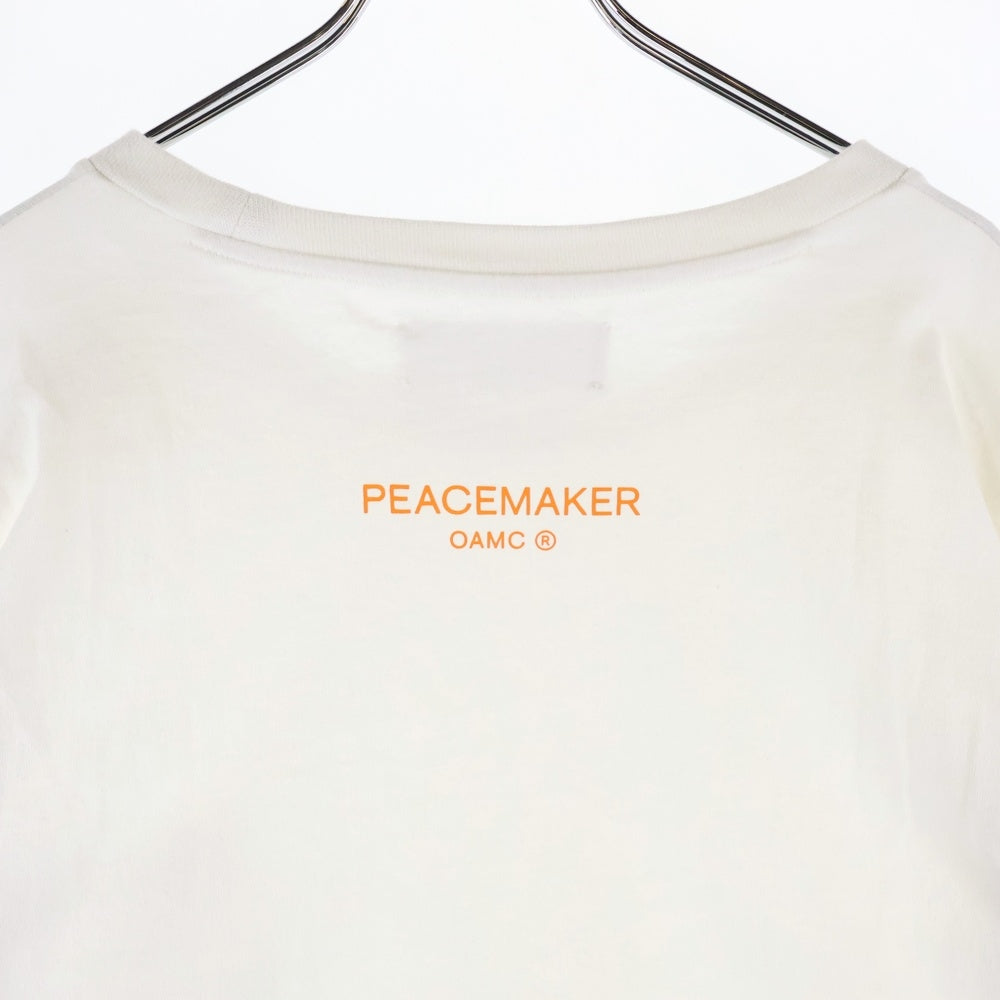 OAMC(オーエーエムシー) 25SS ×Peacemaker L/S Pocket Tee ×ピースメーカー 袖プリント ポケット付き長袖Tシャツ カットソー ホワイト