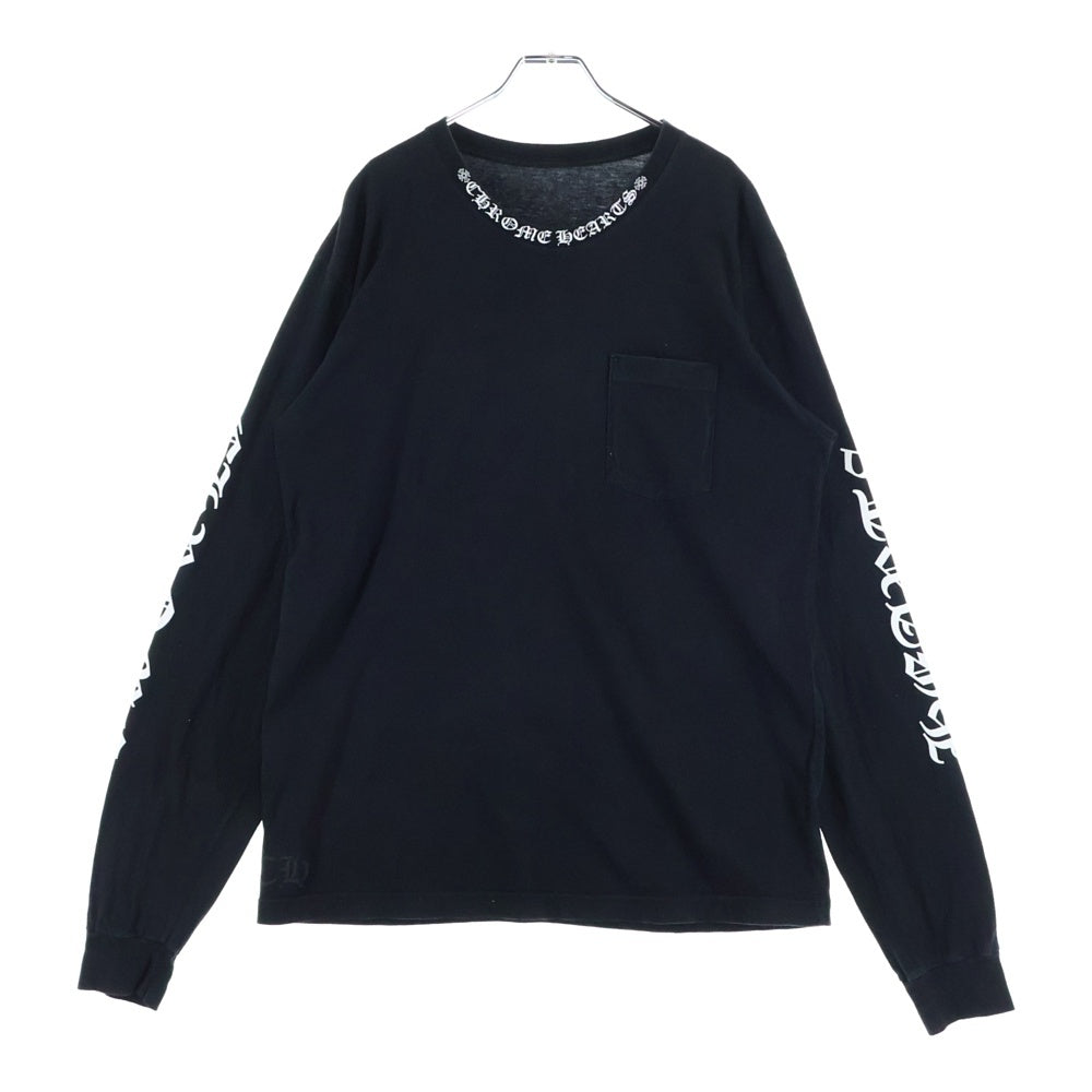 確実正規品　クロムハーツ ネックロゴ　ロングスリーブTシャツ　Mサイズ CHROME HEARTS(クロムハーツ) Neck Logo ネックロゴ アームプリント