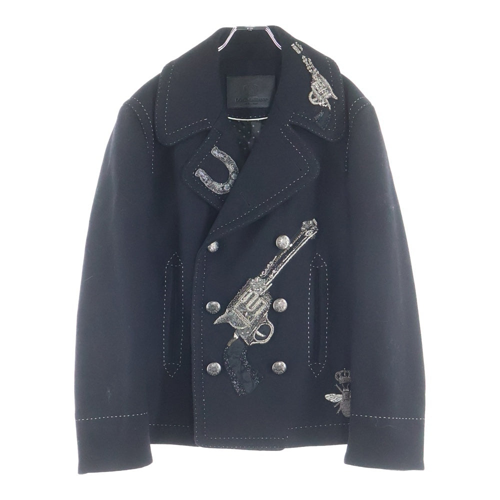 DOLCE & GABBANA(ドルチェアンドガッバーナ) Pistols Bee Embroidered Jacket G0820Z FUM2P エンブロイダリー 刺繍 ダブルジャケット ブラック