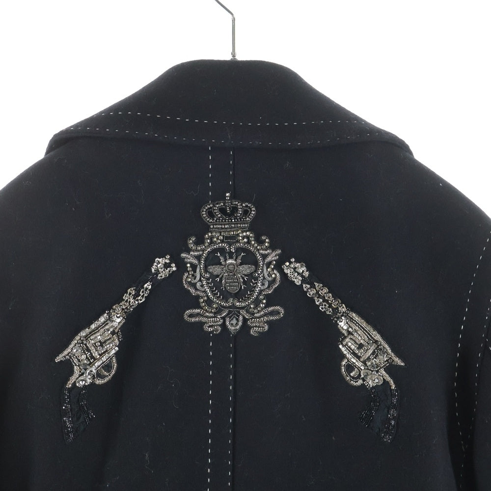 DOLCE & GABBANA(ドルチェアンドガッバーナ) Pistols Bee Embroidered Jacket G0820Z FUM2P エンブロイダリー 刺繍 ダブルジャケット ブラック