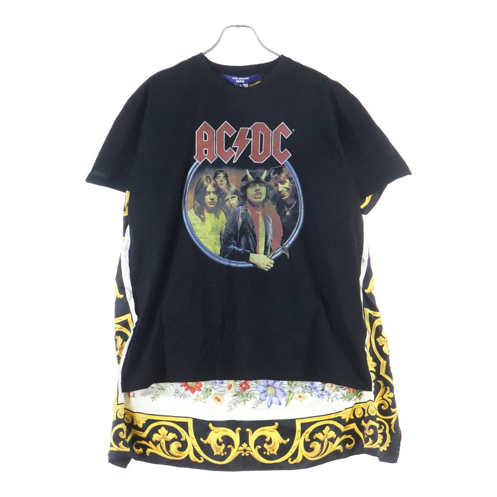 COMME des GARCONS JUNYA WATANABE MAN(コムデギャルソンジュンヤワタナベマン) 25SS SOORP SILK SCARF TEE AC/DC スカーフ ドッキング クルーネック半袖Tシャツ ショートスリーブカットソー WO-T001