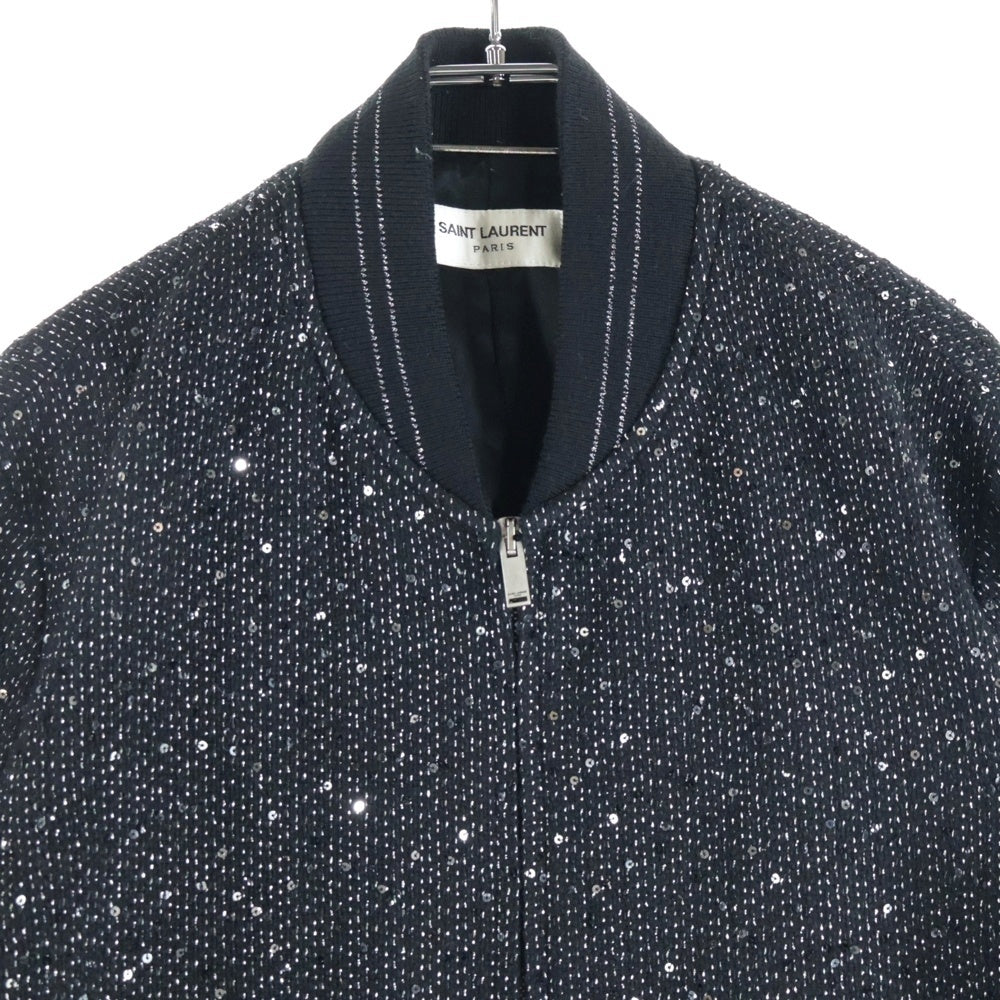 SAINT LAURENT PARIS(サンローランパリ) 20SS Bomber Jacket スパンコール ジップアップ ボンバー ジャケット ブルゾン ブラック 603482 Y1A02