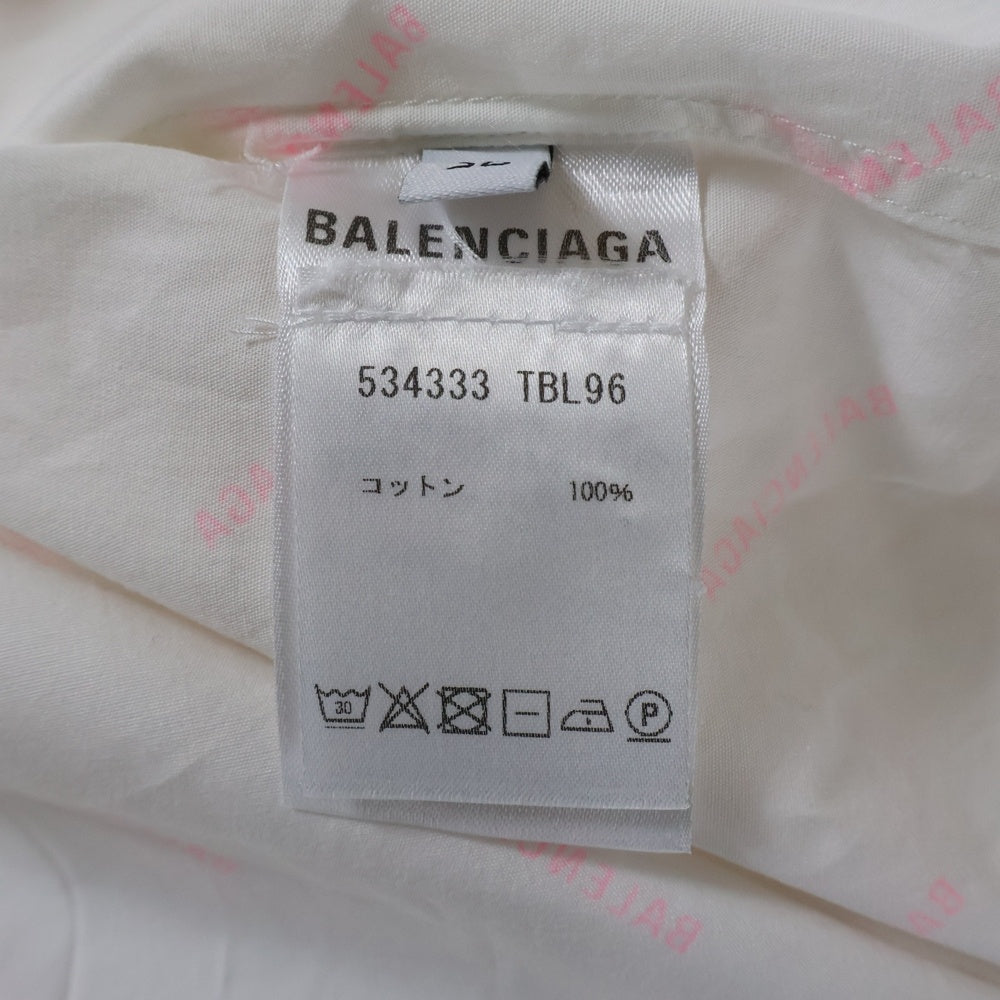 BALENCIAGA(バレンシアガ) ロゴ総柄 コットン 長袖シャツ ホワイト 534333 TBL96