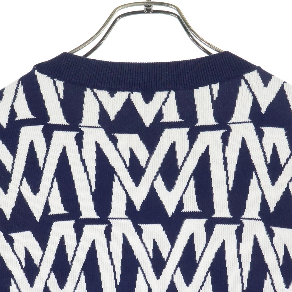MONCLER(モンクレール) 24SS GIROCOLLO TRICOT モノグラム ニットセーター J10919C00004 M1113 ネイビー/ホワイト
