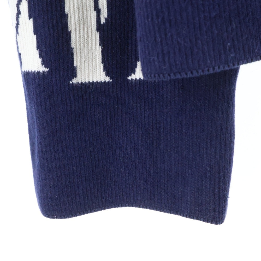 MONCLER(モンクレール) 24SS GIROCOLLO TRICOT モノグラム ニットセーター J10919C00004 M1113 ネイビー/ホワイト