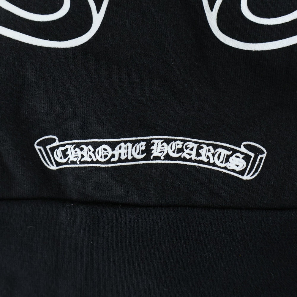 CHROME HEARTS(クロムハーツ) Horseshoe Crewneck Sweatshirt ホースシュープリント 袖フローラル クルーネックスウェットトレーナー ブラック