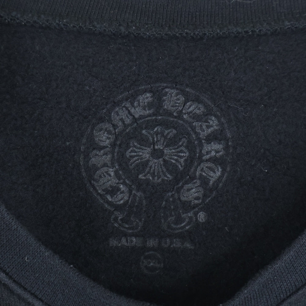 CHROME HEARTS(クロムハーツ) Horseshoe Crewneck Sweatshirt ホースシュープリント 袖フローラル クルーネックスウェットトレーナー ブラック