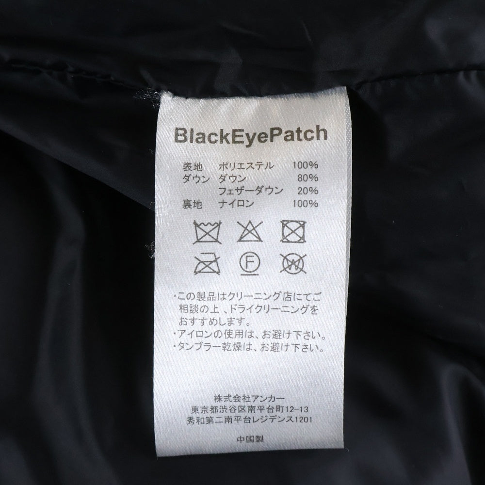THE BLACK EYE PATCH(ブラックアイパッチ) OG LABEL FAUX FUR DOWN JACKET BLACK フェイクファー ダウンジャケット ブラック