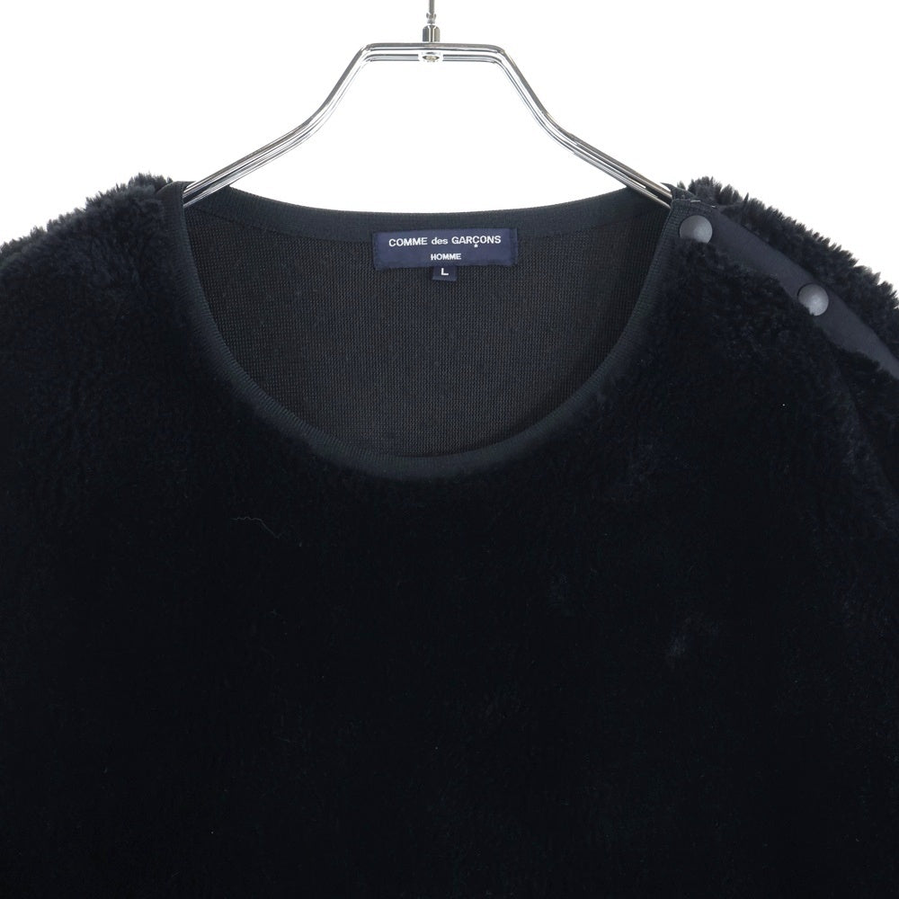 COMME des GARCONS HOMME(コムデギャルソンオム) マイクロファーショルダーボタン スウェット ブラック HL-T024