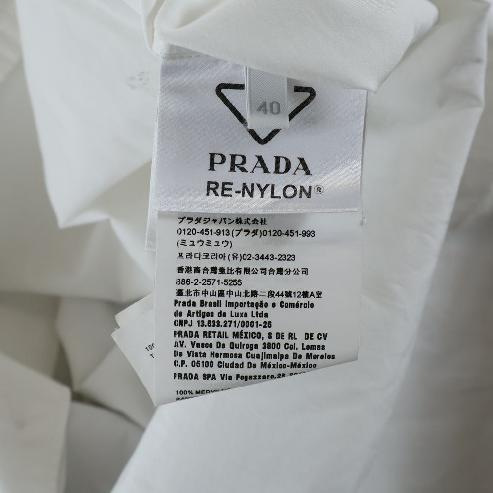 PRADA(プラダ) 21AW Nylon Arm Panel Triangle Logo Plate Shirt アーム切替 トライアングルプレート 長袖シャツ P415F S212 1YY2 ホワイト