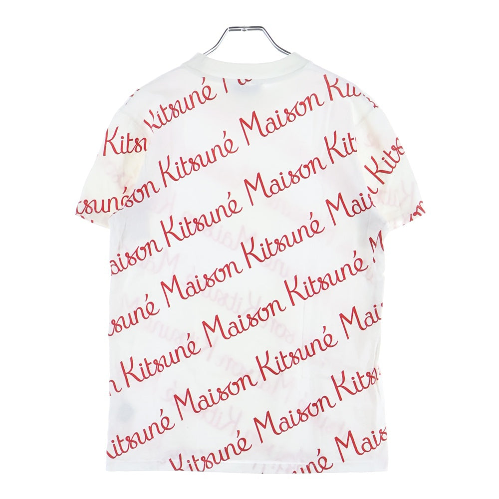 MAISON KITSUNE(メゾンキツネ) 総柄 ロゴプリント 半袖Tシャツ カットソー ホワイト FW17M725