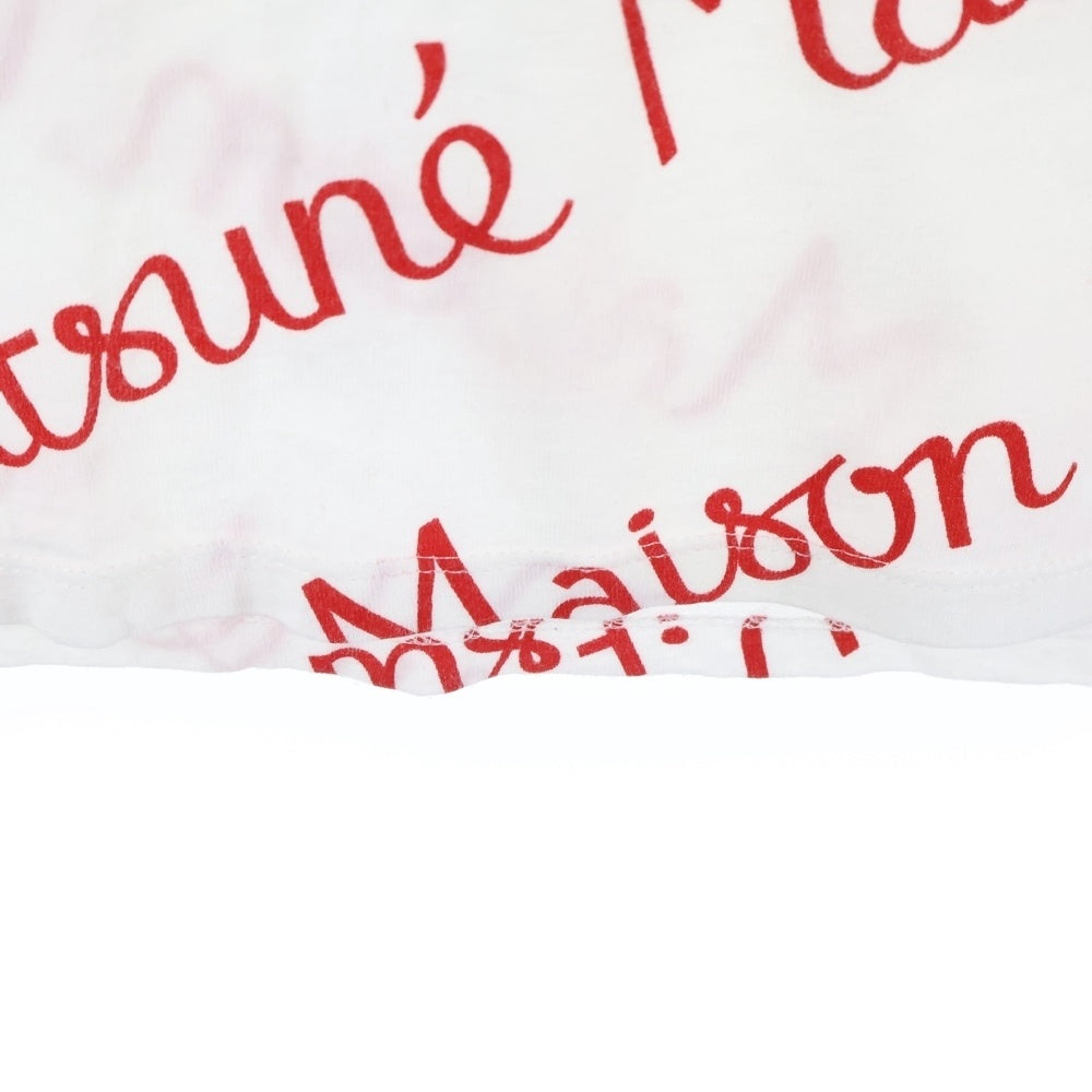 MAISON KITSUNE(メゾンキツネ) 総柄 ロゴプリント 半袖Tシャツ カットソー ホワイト FW17M725