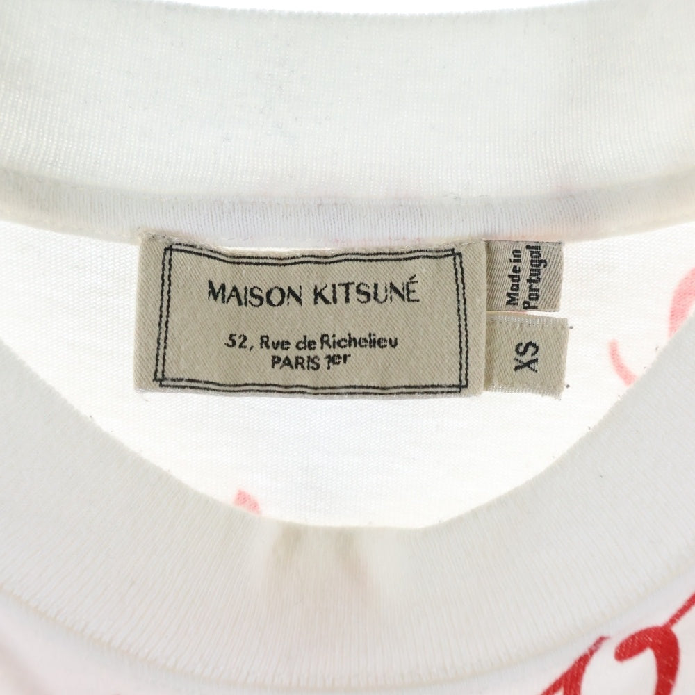 MAISON KITSUNE(メゾンキツネ) 総柄 ロゴプリント 半袖Tシャツ カットソー ホワイト FW17M725
