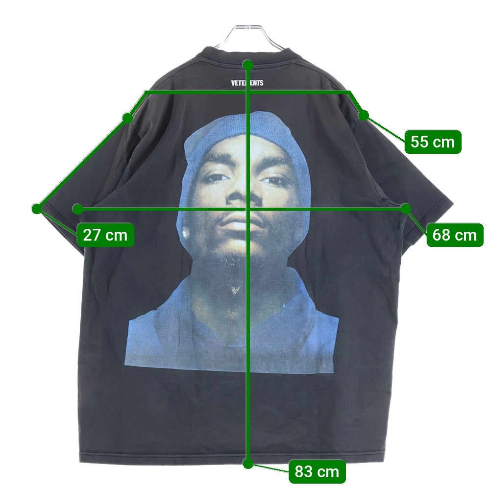 VETEMENTS(ヴェトモン) 16AW Snoop Dogg MH17TP15 スヌープドッグプリントオーバーサイズ半袖Tシャツ ブラック