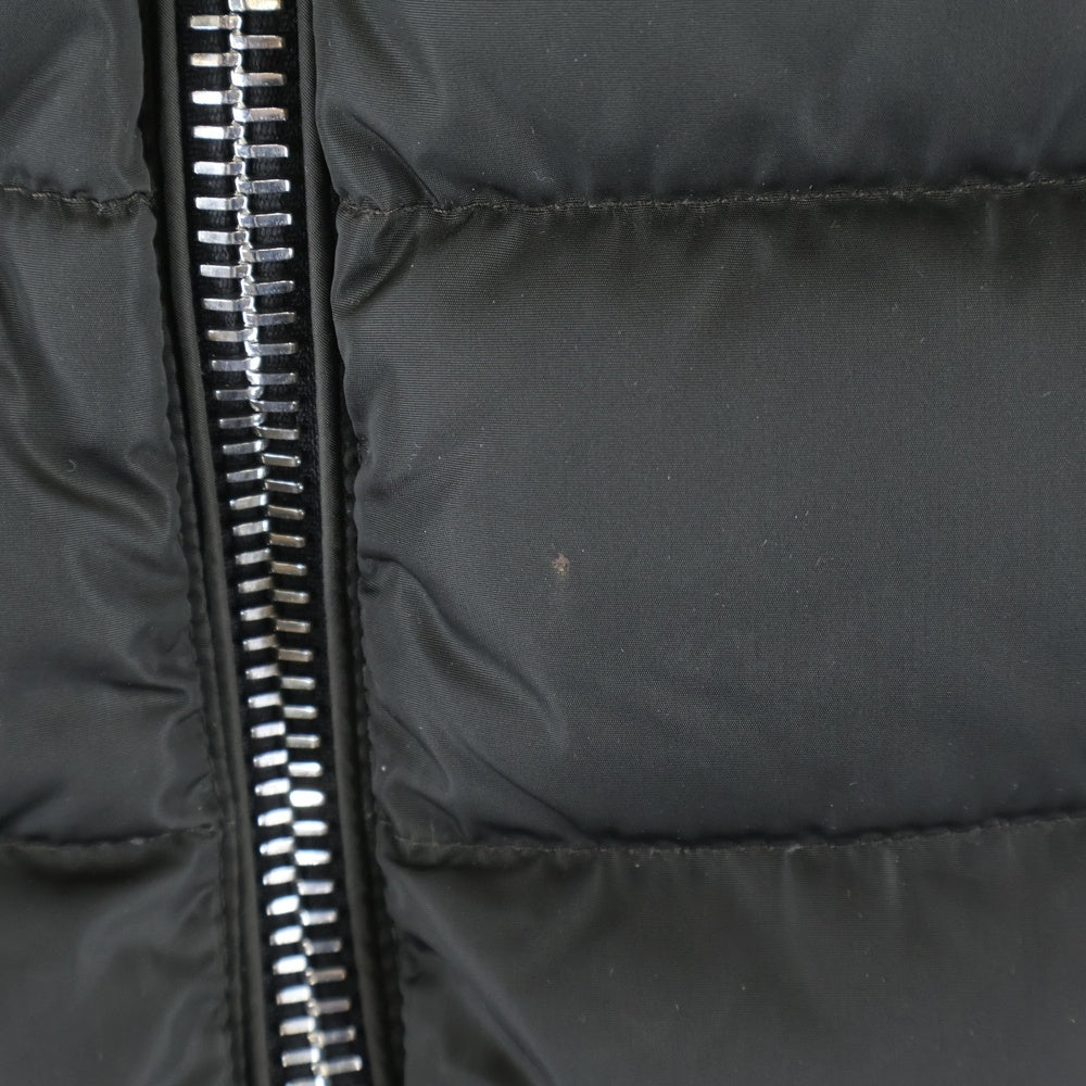 MONCLER(モンクレール) 17AW OROPHIN オロフィン ワッペンロゴ ラムレザー切り替え スタンドカラー ジップアップ ダウン ロング ジャケット コート カーキ レディース C20934985305