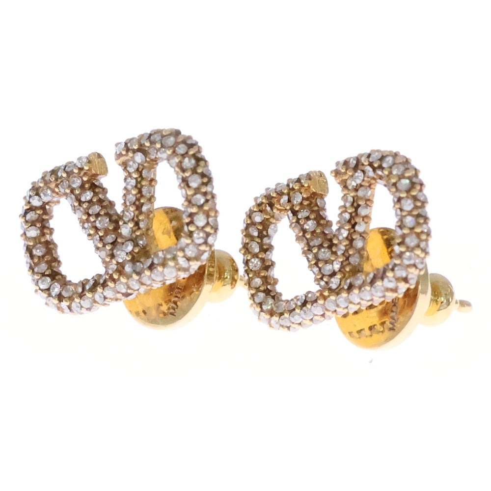 VALENTINO(ヴァレンティノ) Vロゴ ラインストーン ピアス ゴールド M10172 レディース